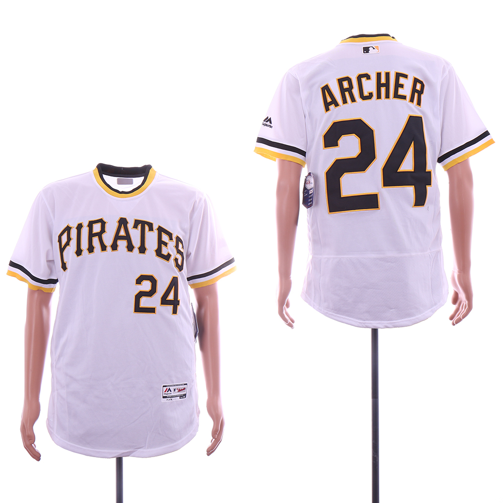 Men Pittsburgh Pirates #24 Archer White Sleeve head Elite MLB Jerseys